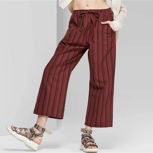 Wild Fable Burgundy Striped Wide Leg Cropped Pants